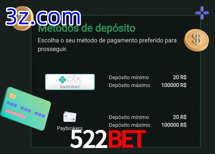O cassino 522Bet oferece uma grande variedade de métodos de pagamento